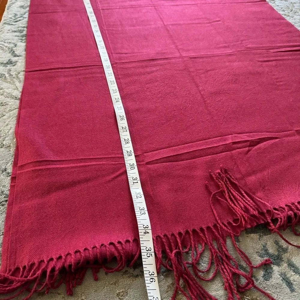Luxurious Deep Red Fringe Wrap Scarf – 25” x 70”